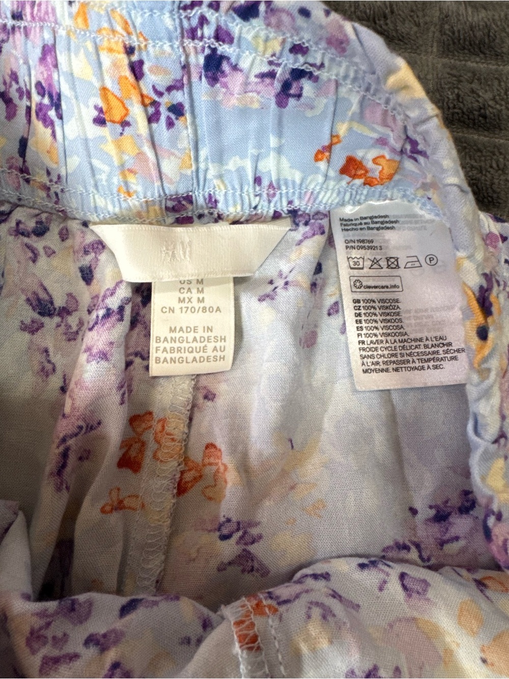 2/$15 H&M Med Floral Elastic-Waist Women’s Shorts Light Blue Orange Purple (B3) - Picture 3 of 5